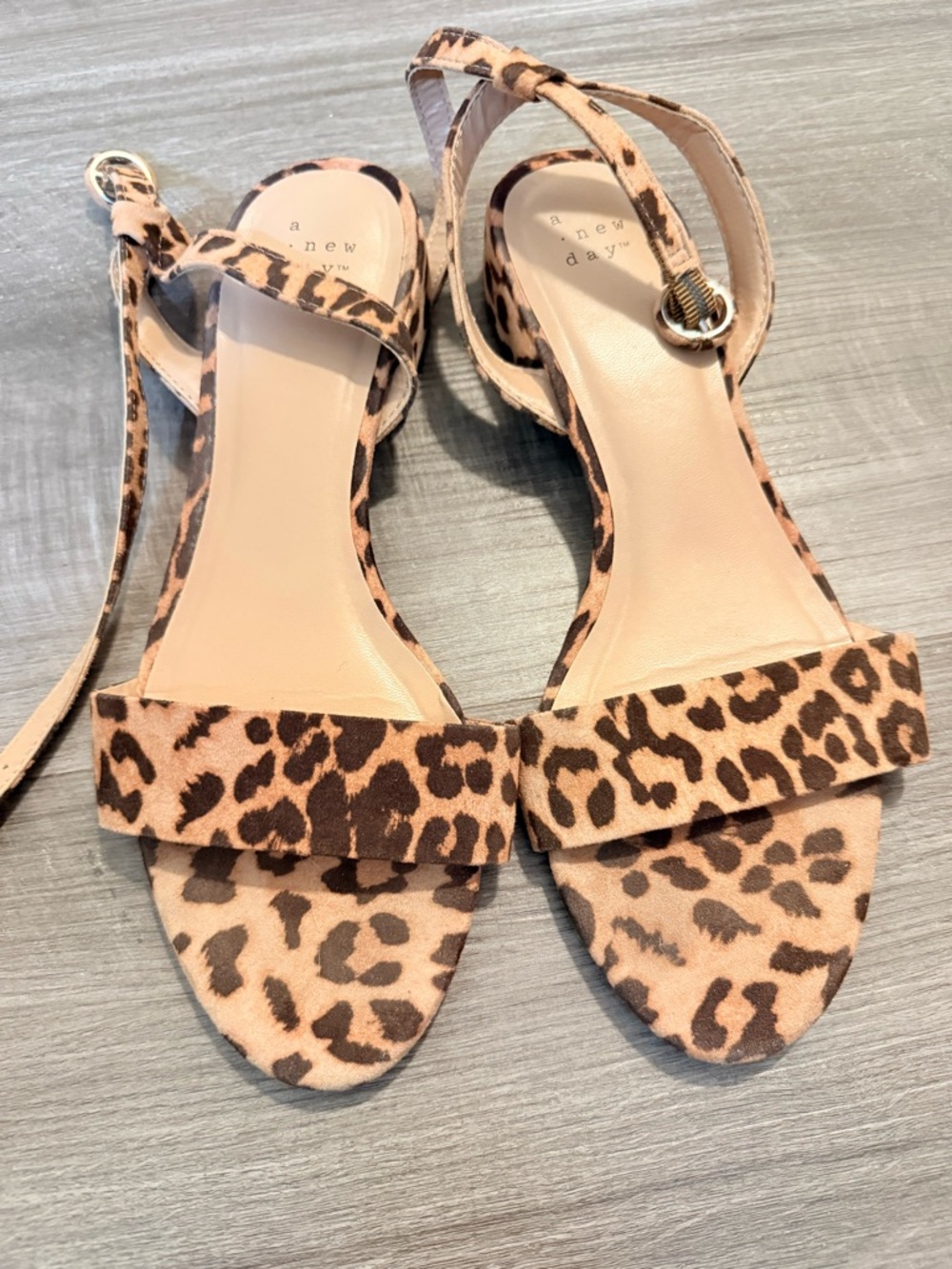 a new day Leopard Print Ankle-Strap Sandals - Tan and Brown